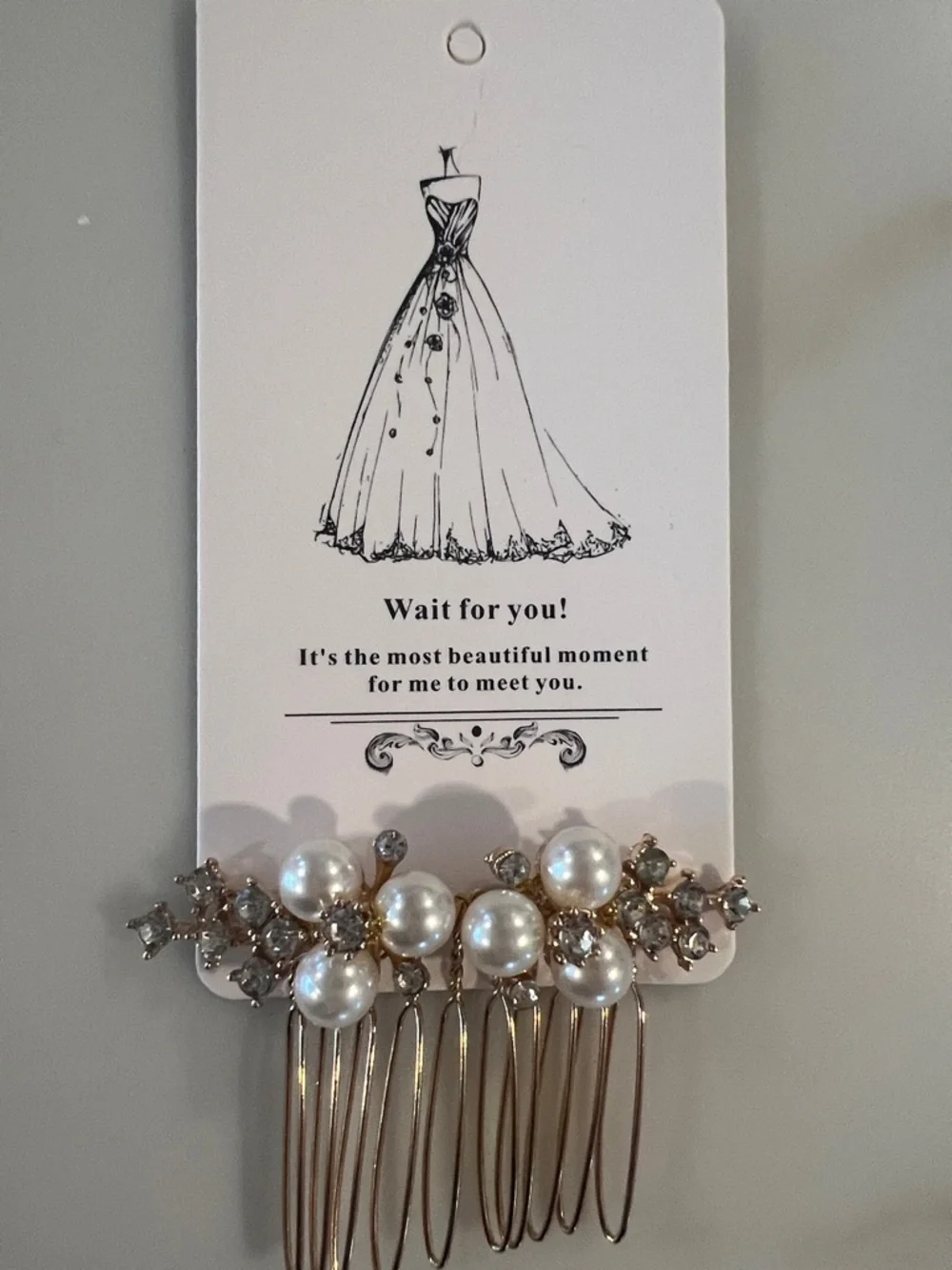 2 Gold Pearl & Crystal Hair Combs